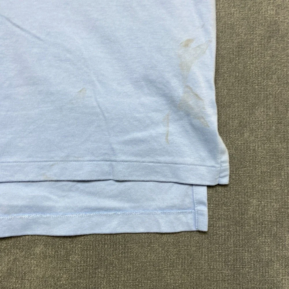 VTG Polo Ralph Lauren Polo Shirt Mens Medium Blue Cotton Hi Low Hem Pony